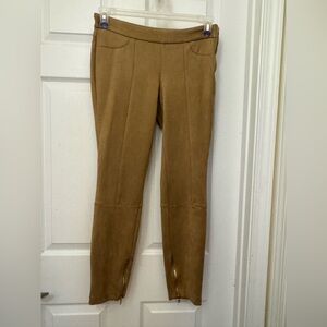 Paraphrase Tan faux Suede Pants with Zipper Detail size 4